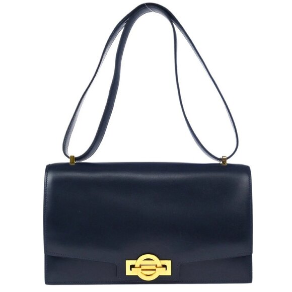 Hermes Blue Indigo Box Calf Olympie Shoulder Bag - Picture 1 of 11